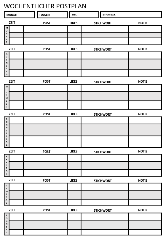 Social Media Kalender Template